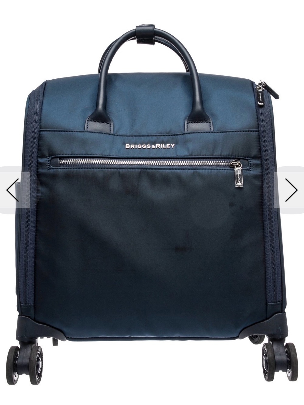 Briggs & Riley Navy Rolling Garment Bag with Front Zip Pocket